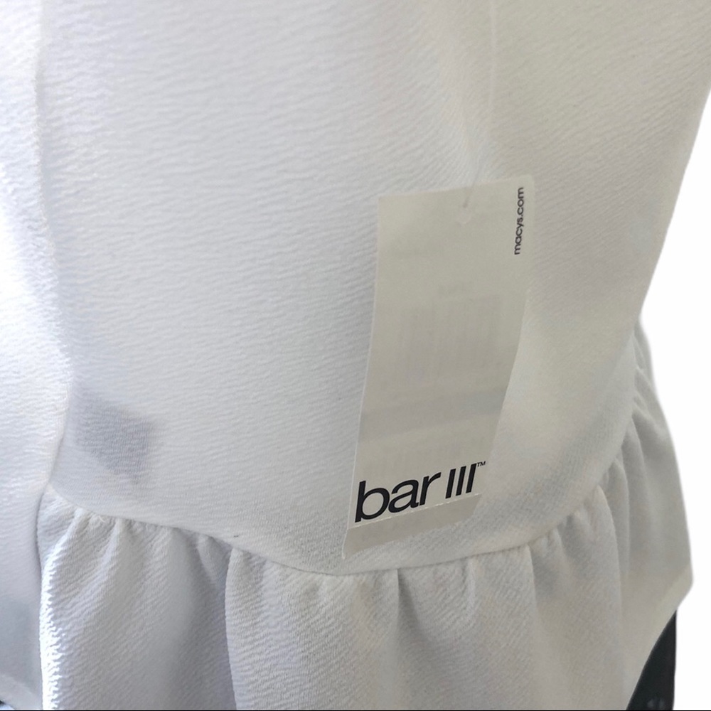 Bar III Textured Peplum Top White -Size L - NWT - Picture 5 of 6